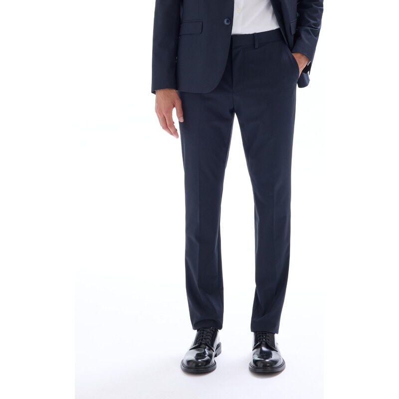 E-shop Pánske tmavomodré nohavice bi-stretch CELIO slim fit