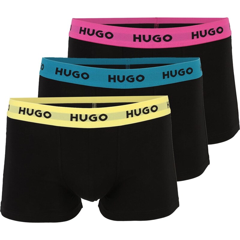 HUGO Boxerky modrozelená / žltá / tmavoružová / čierna 68468203