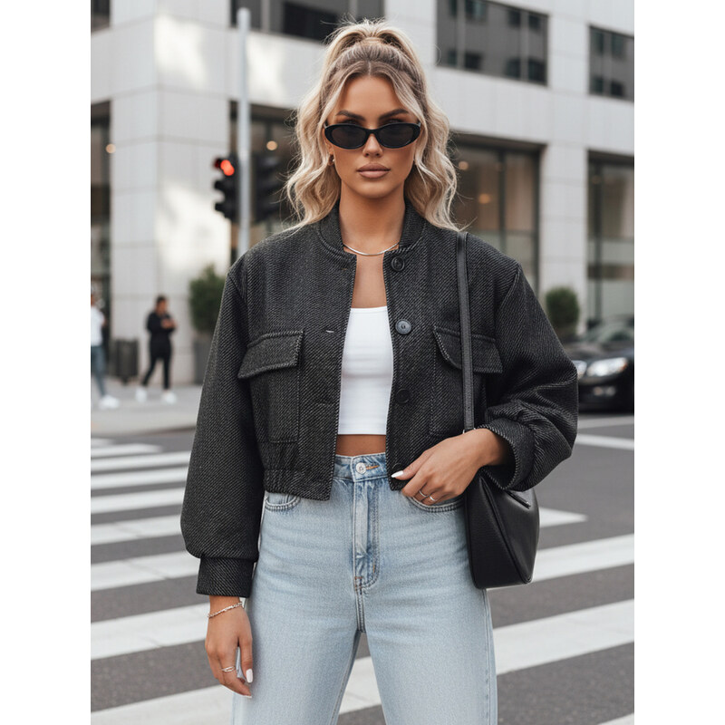 BASIC Tmavosivý krátky bomber HONES TY4142 49386120