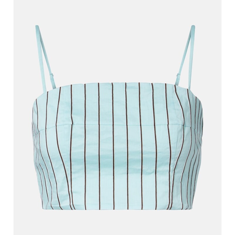Staud Federico striped cotton-blend crop top 68444208