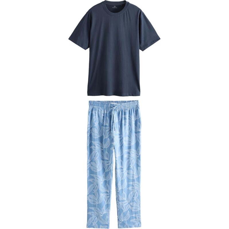 Next Dlhé pyžamo námornícka modrá / pastelovo modrá / svetlomodrá 68445896