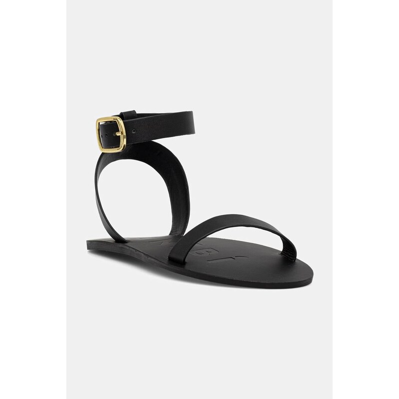 Manebi sandále dámske kožené Black one band with buckle Leat 68457150