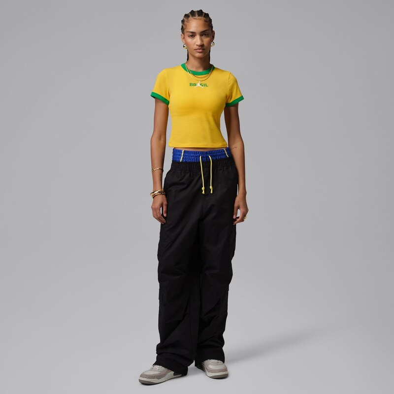 Jordan Wmns Graphic Brazil Crewneck Shirt Varsity Maize - Dámske - 68455762