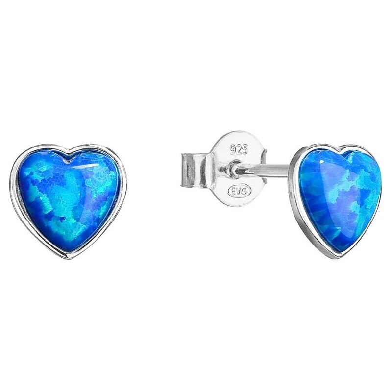 Evolution Group Strieborné náušnice Srdiečka s opálmi 11337.3 blue 68455782
