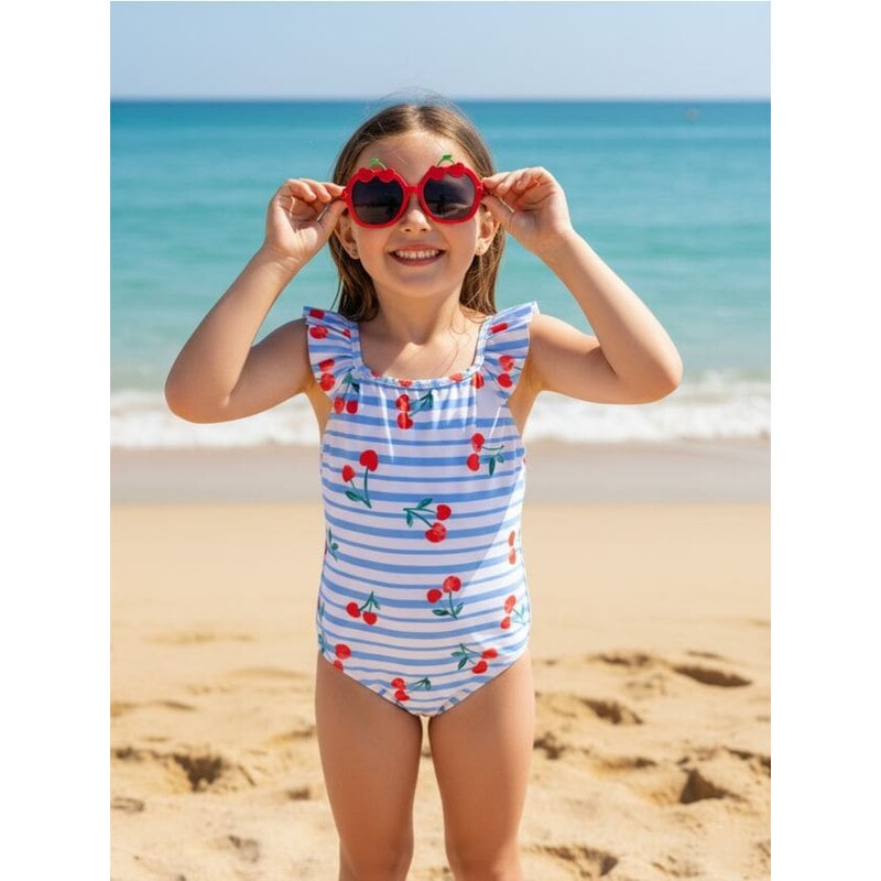 Sinsay - Jednodielne plavky s motívom čerešní - svetlomodrá 68455797