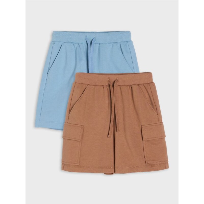 Sinsay - Bavlnené šortky 2 pack - kávová 68457795