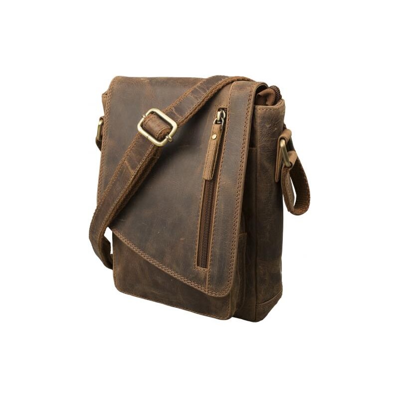 Impex Crossbody taška s chlopňou - olejovaná lovecká hovädzia koža 68457468