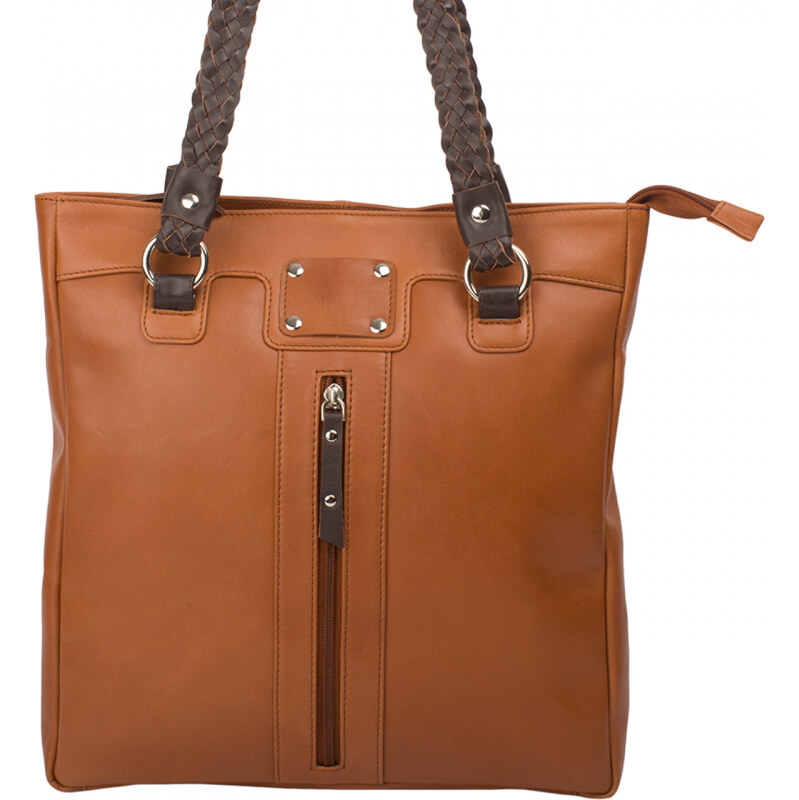 Impex Taška formátu Portrét z hovädzej kože nappa s pletenou rukoväťou 68457474