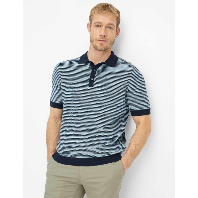 Pánska modrá polokošeľa s ľanom BRAX 68459044