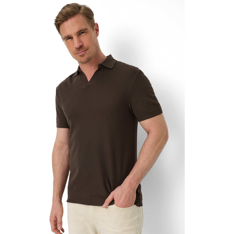 Pánska hnedá polokošeľa BRAX 68459050