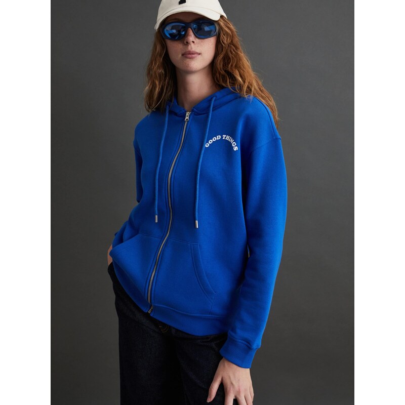 Grimelange Tepláková bunda kráľovská modrá / biela 68468528