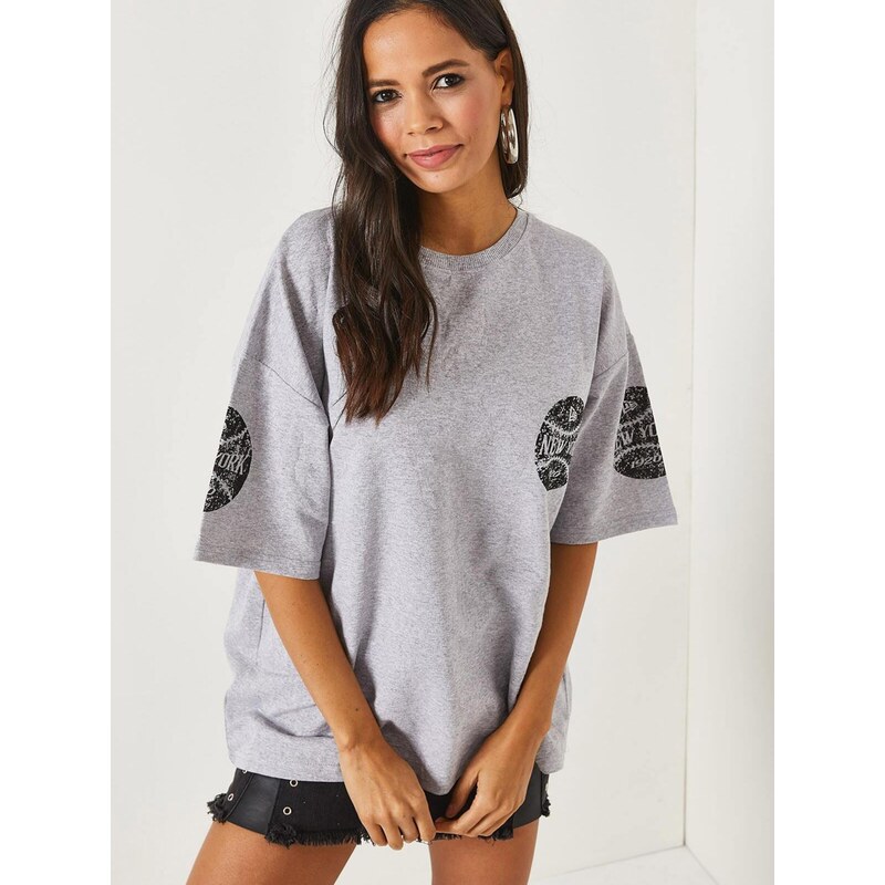 olalook Tričko sivá melírovaná / čierna 68468541
