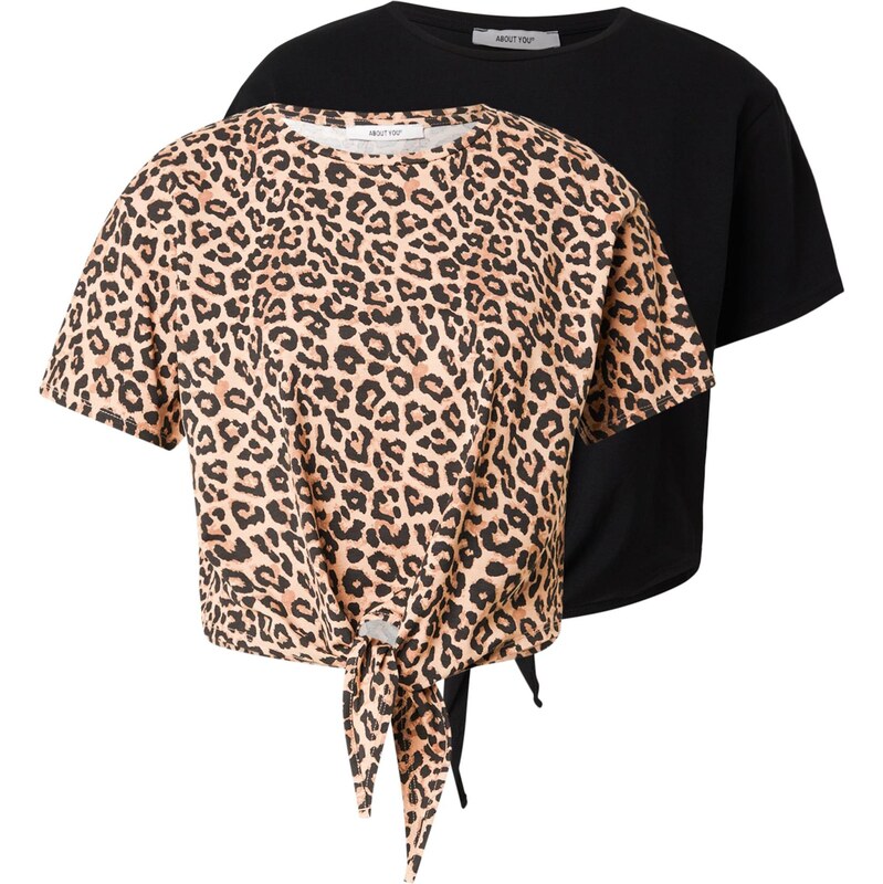 ABOUT YOU Tričko Marcella hnedá / kapučíno / čierna 68468746