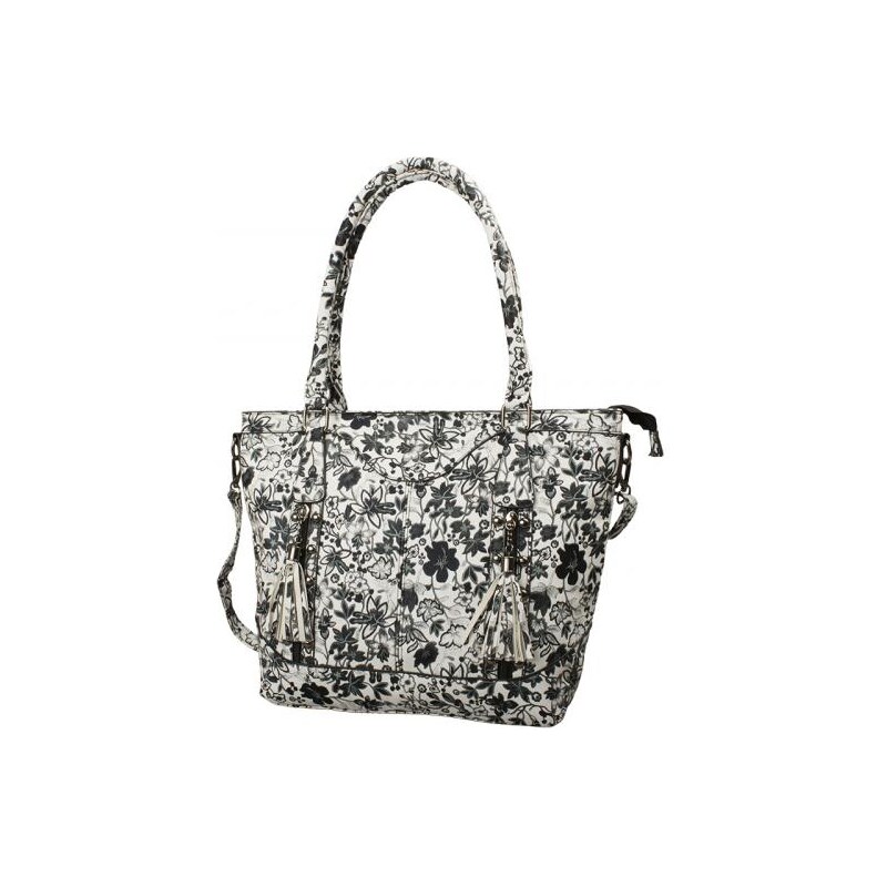 Impex dariya voľnočasová nákupná taška/tote bag - s kvetmi čierna 68464780
