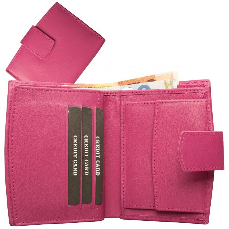 Impex Peňaženka s vonkajšou lištou z kombinovanej kože nappa ružová 68465724