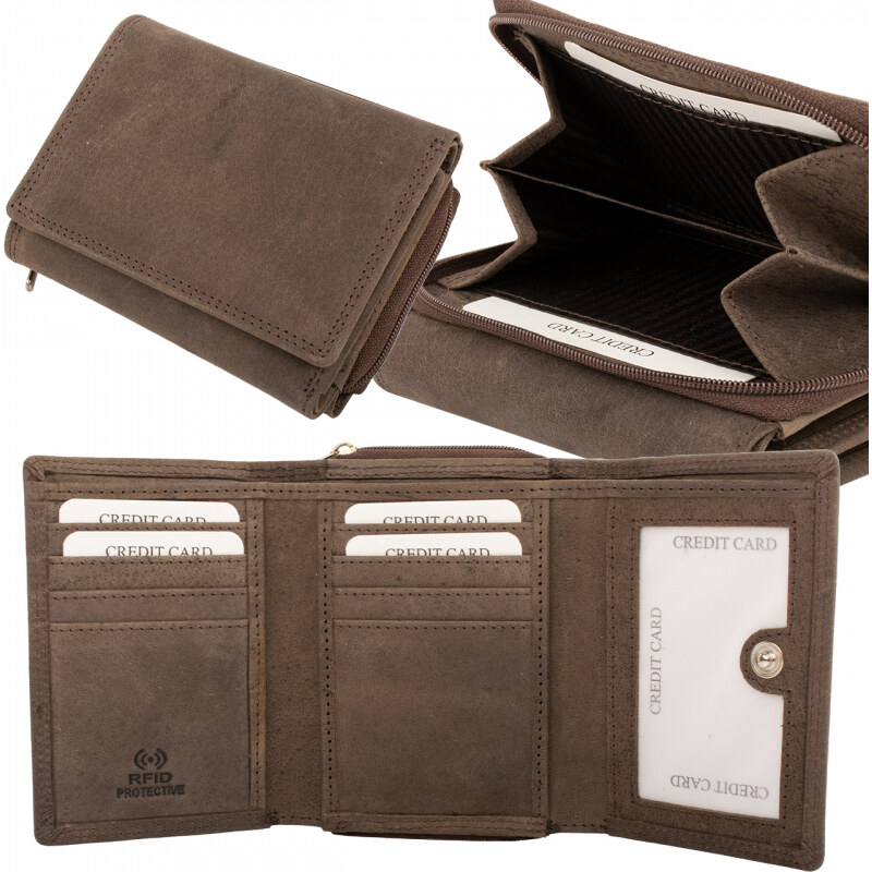 Impex Ochrana RFID - kožená peňaženka Hunter s priehradkou na zips na 68465757