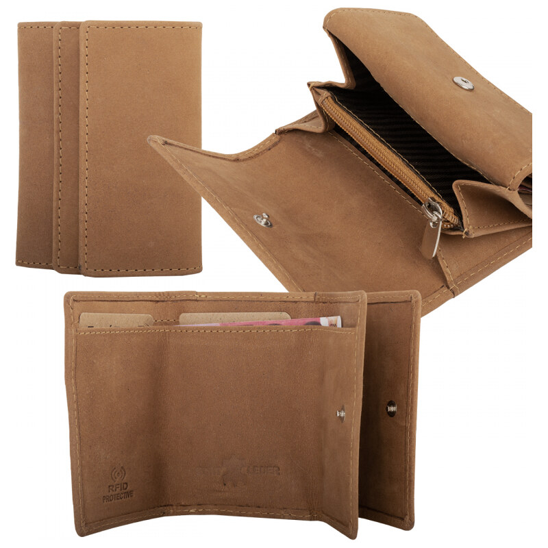 Impex Ochrana RFID - Malá kožená peňaženka - light hunter 68465815