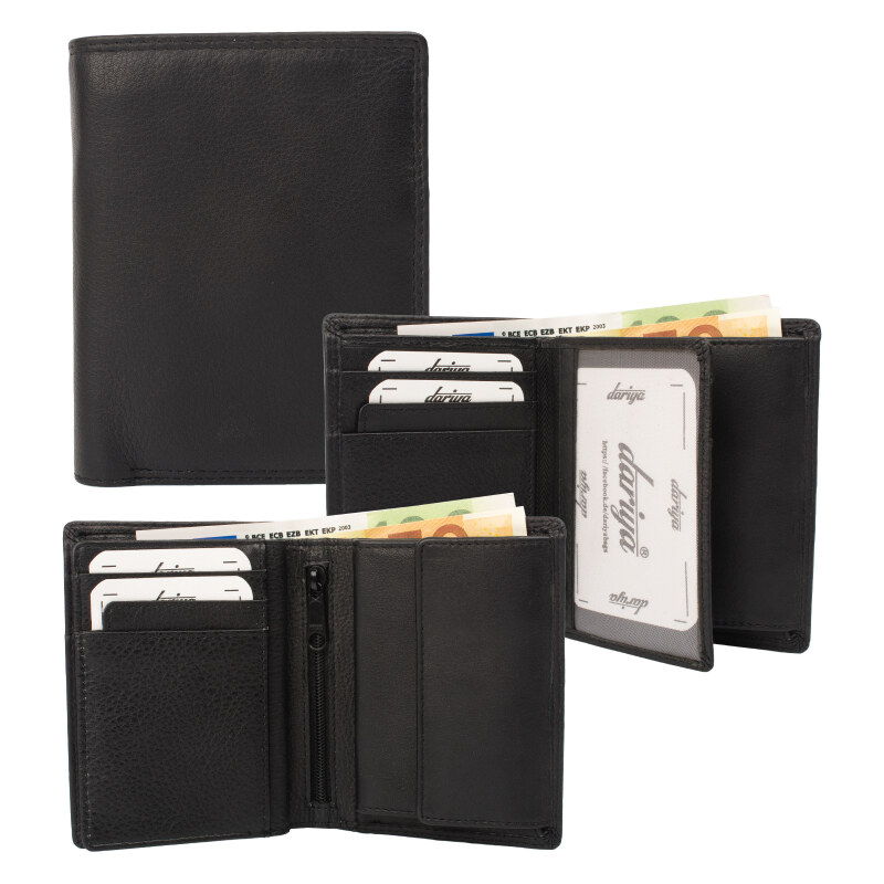 Impex Stredne veľká peňaženka z hovädzej kože s dvojitým prešívaním, 68465819