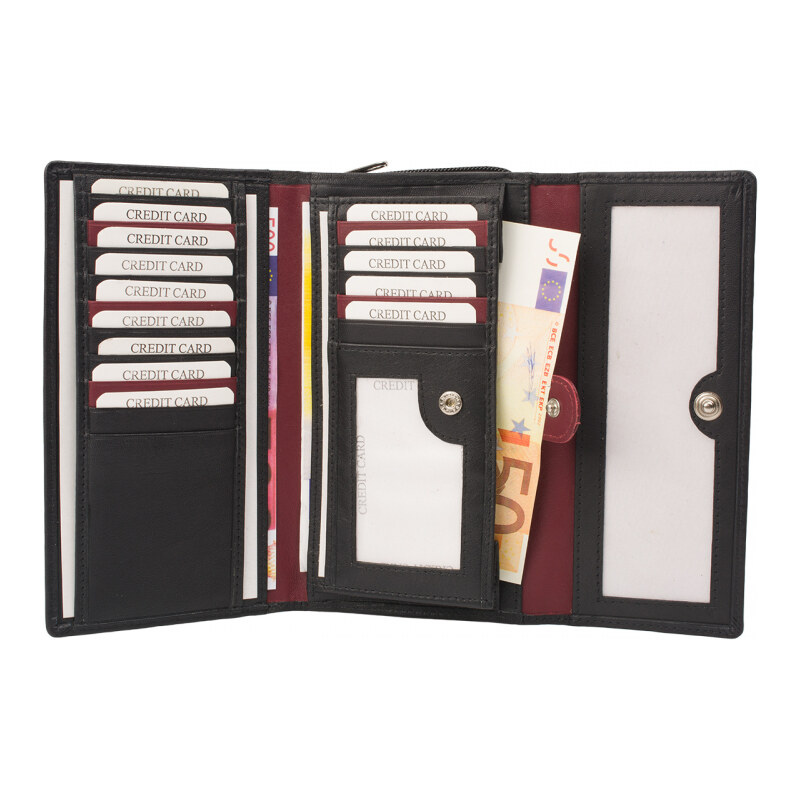 Impex Veľká dámska peňaženka 16 priehradiek na karty - koža nappa - 68465828