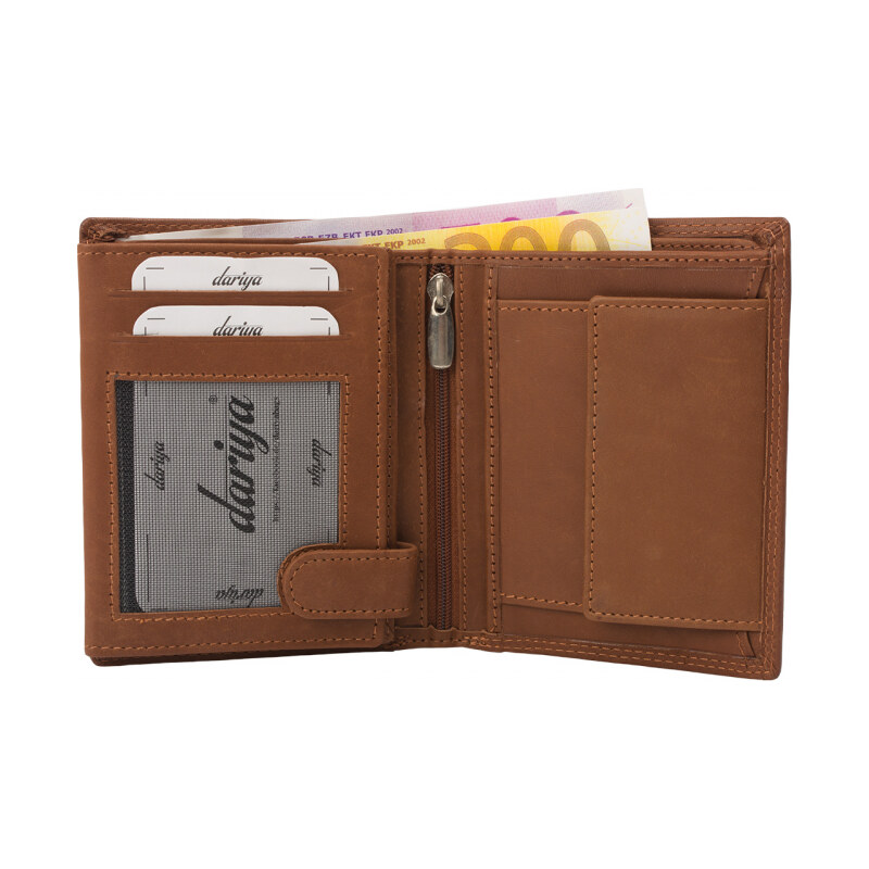 Impex Vysokokvalitná peňaženka z hovädzej kože s dvojitým prešívaním - 68465838