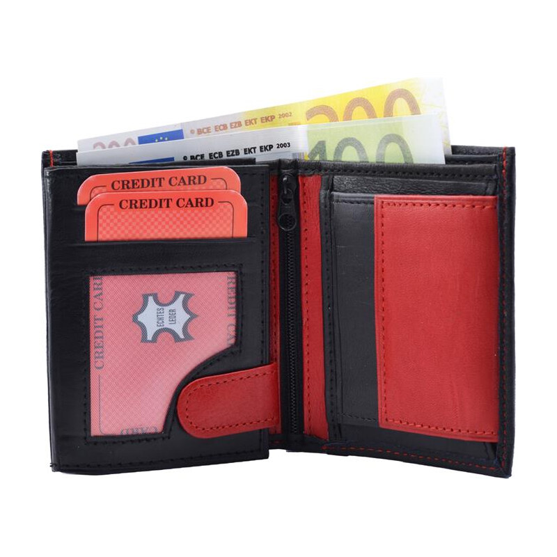 Impex Kombinovaná peňaženka z kože Nappa (malá) čierna/červená 68465852