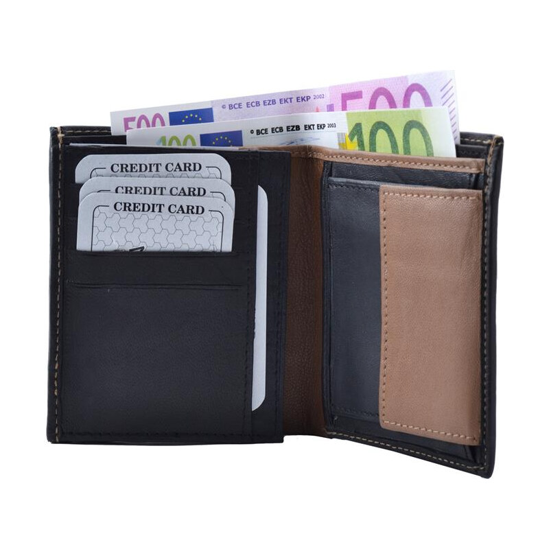 Impex Peňaženka Kombinovaná peňaženka z kože Nappa čierna/pan 68465856