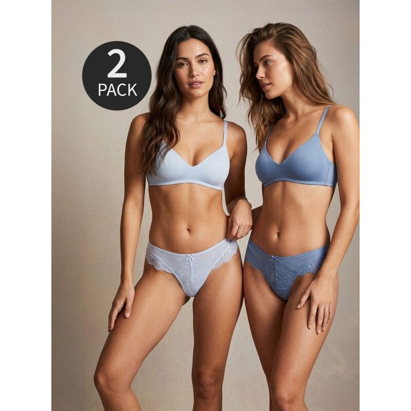 Sinsay - Čipkované brazilské nohavičky 2 balenie - viacfarebná 67860593