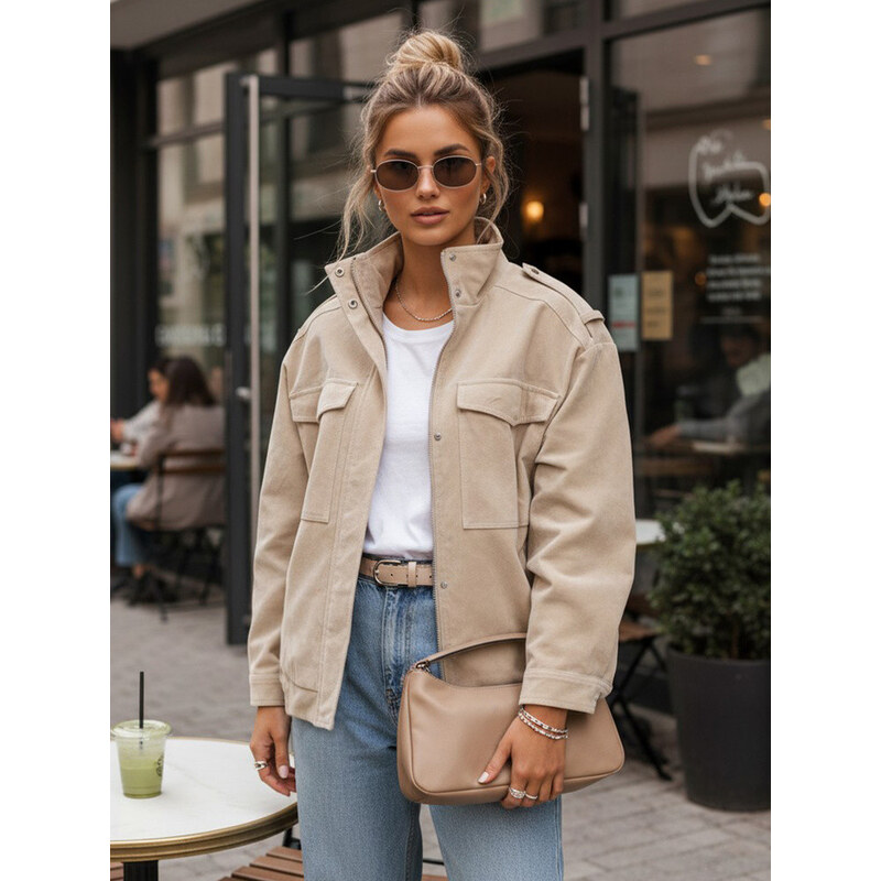 Dámska semišová bunda bomber béžová FashionStreet TY5653 68466528
