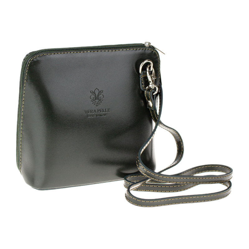 Zelená kožená talianska crossbody kabelka Grana Verde Olive 68466566