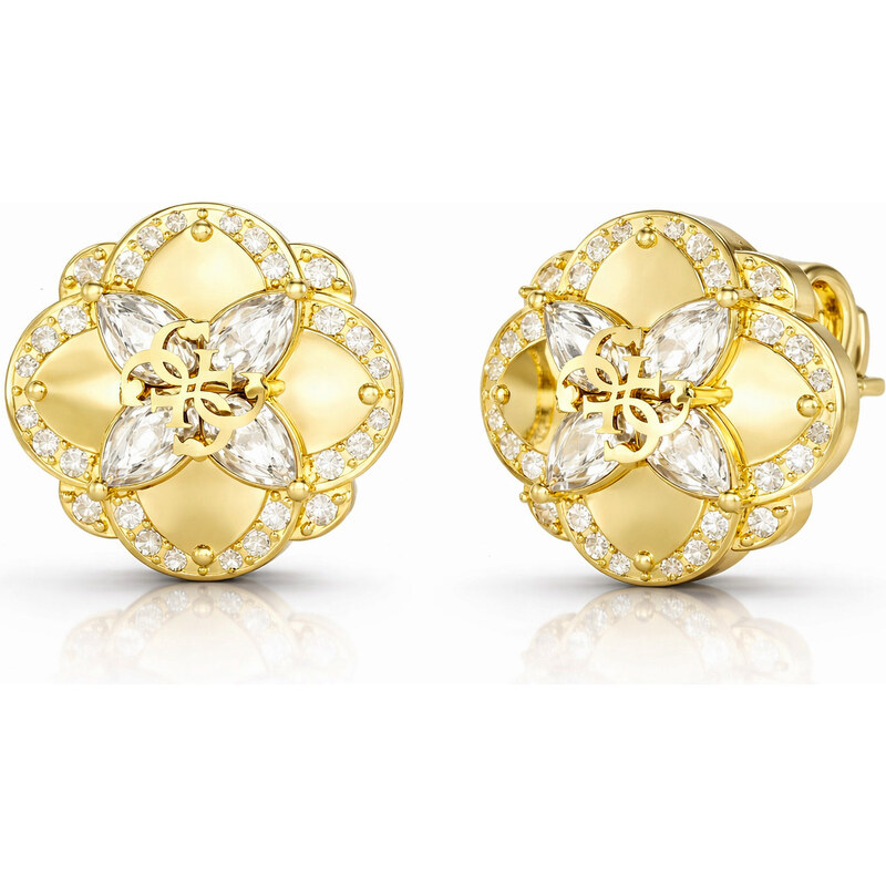 Guess Pozlátené kôstkové náušnice so zirkónmi Wild Flower 66588955