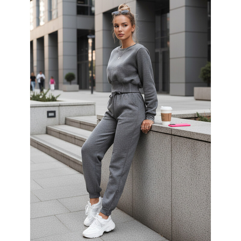 BASIC Tmavosivá teplákovka KEILI so zipsami pri členkoch AY0647 32381353