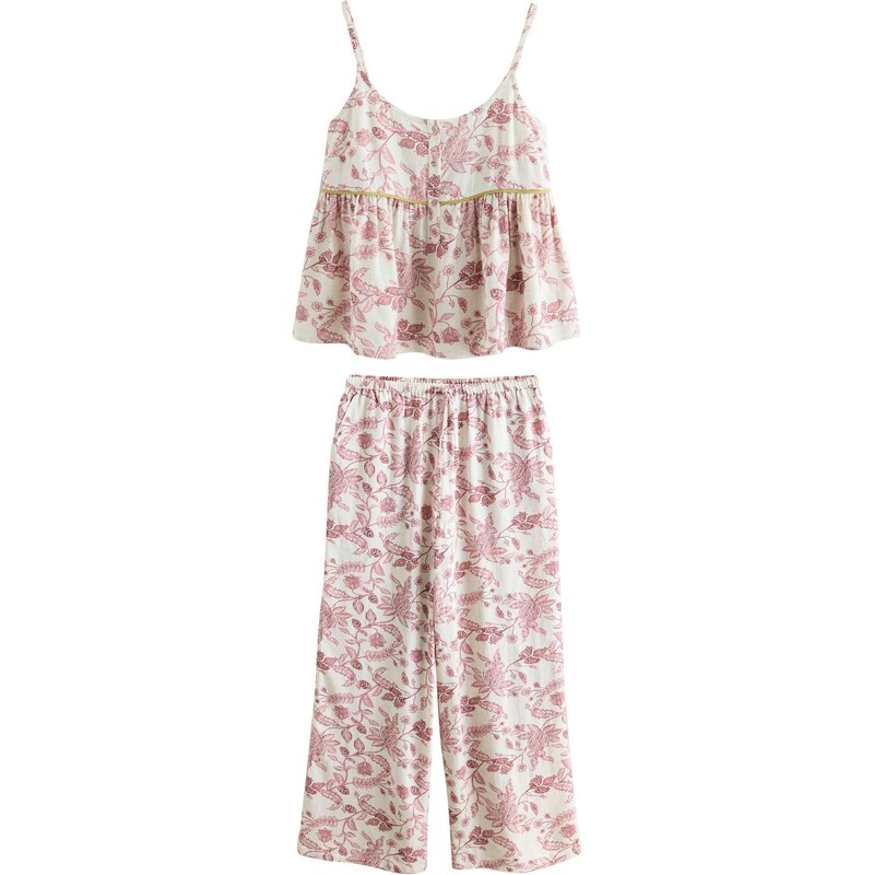 Next Pyžamo svetlozelená / staroružová / šedobiela 68478483