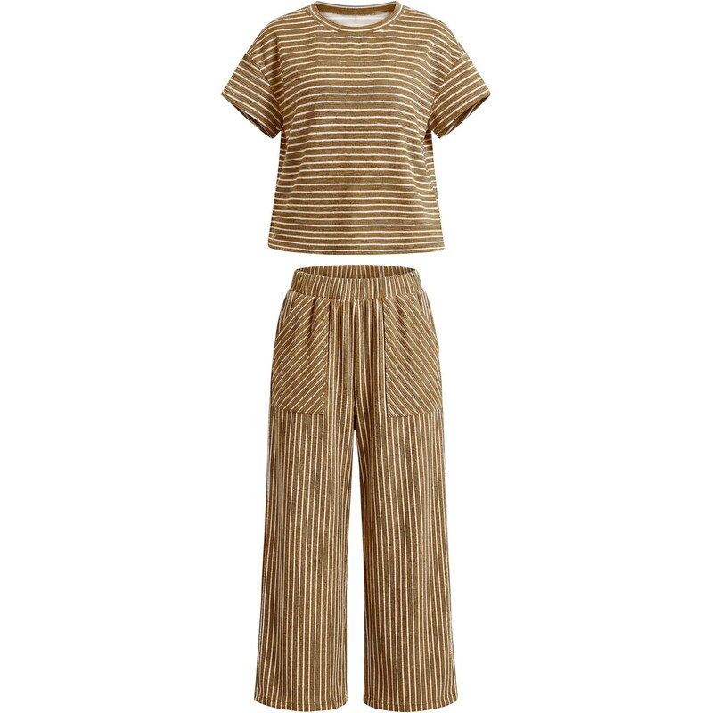 Imily Bela Nohavicový kostým svetlohnedá / biela 68478704