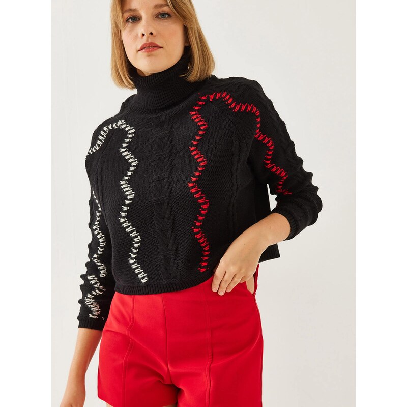 Bianco Lucci Sveter červená / čierna / biela 68479011