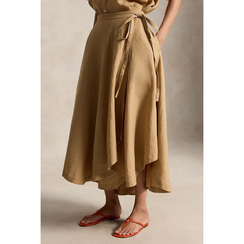 Polo Ralph Lauren asymetrická ľanová sukňa 68477914