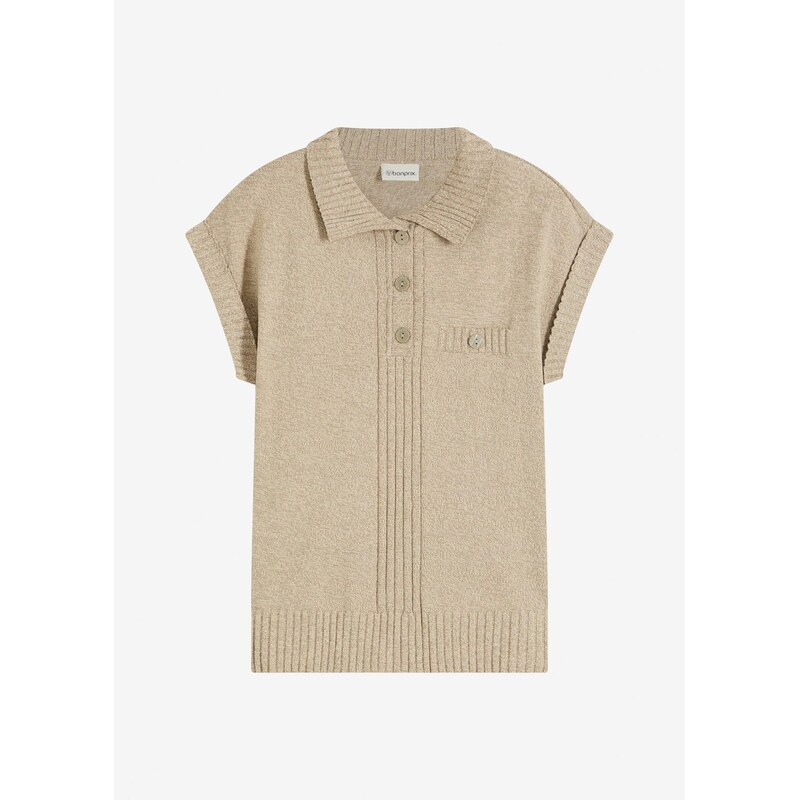 bonprix Polo pulóver s bavlnou, farba zelená 63234597