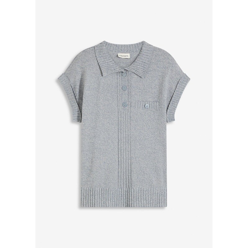 bonprix Polo pulóver s bavlnou, farba modrá 63234598