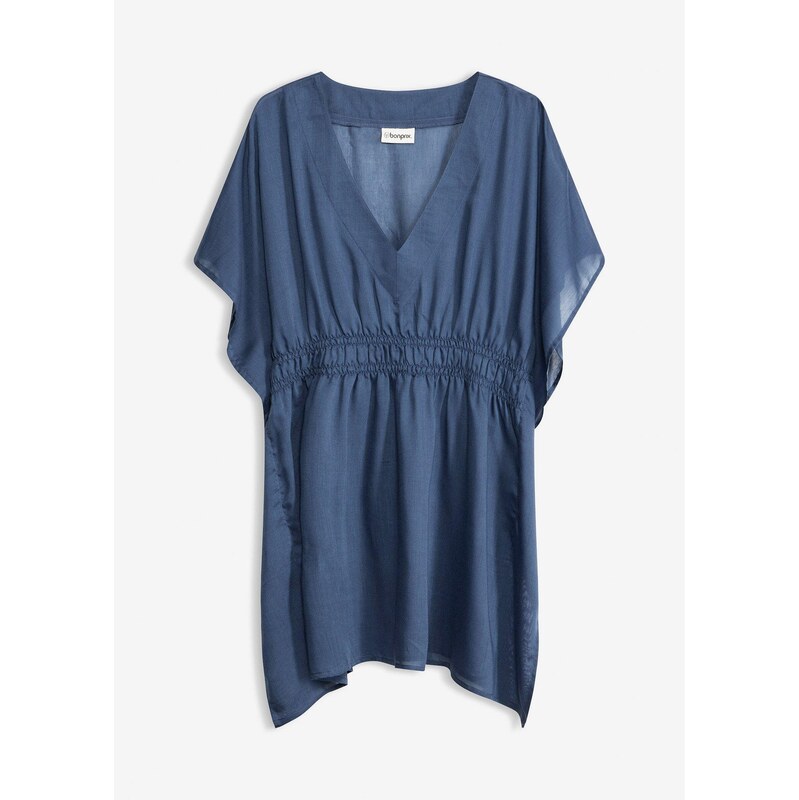 bonprix Plážová tunika, s výstrihom do V, transparentná, farba modrá 68482355