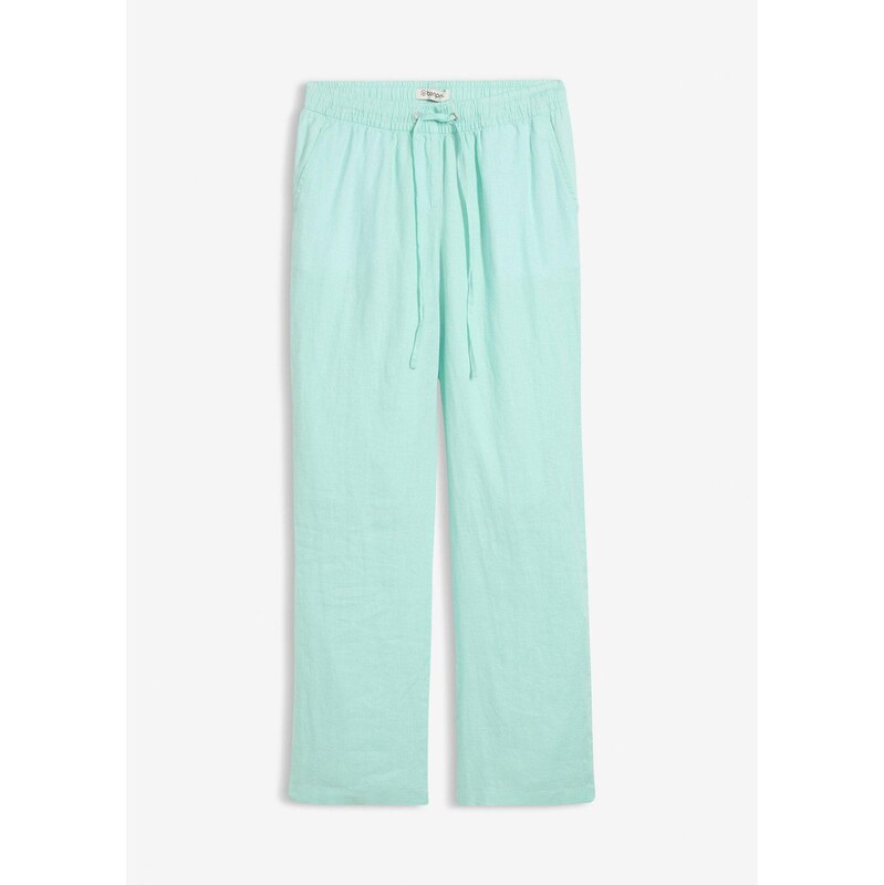 bonprix Široké plátené nohavice, farba zelená 68482371