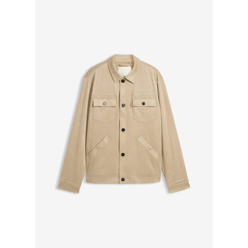 bonprix Bunda, imitácia velúrovej kože, farba béžová 68482429