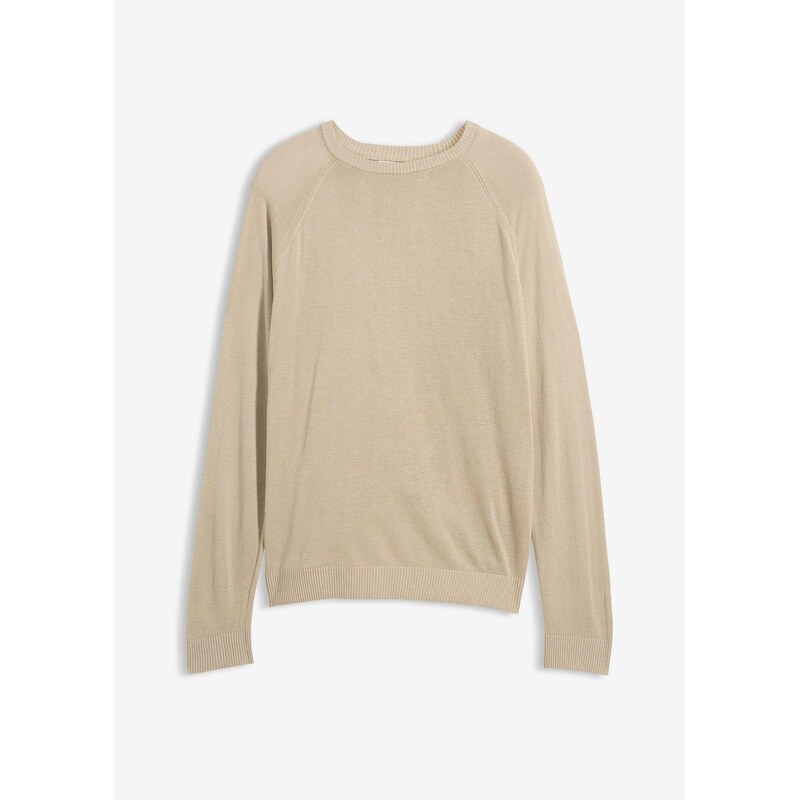bonprix Jemne pletený pulóver, ľahký, z pláteného mixu, farba béžová 68482430