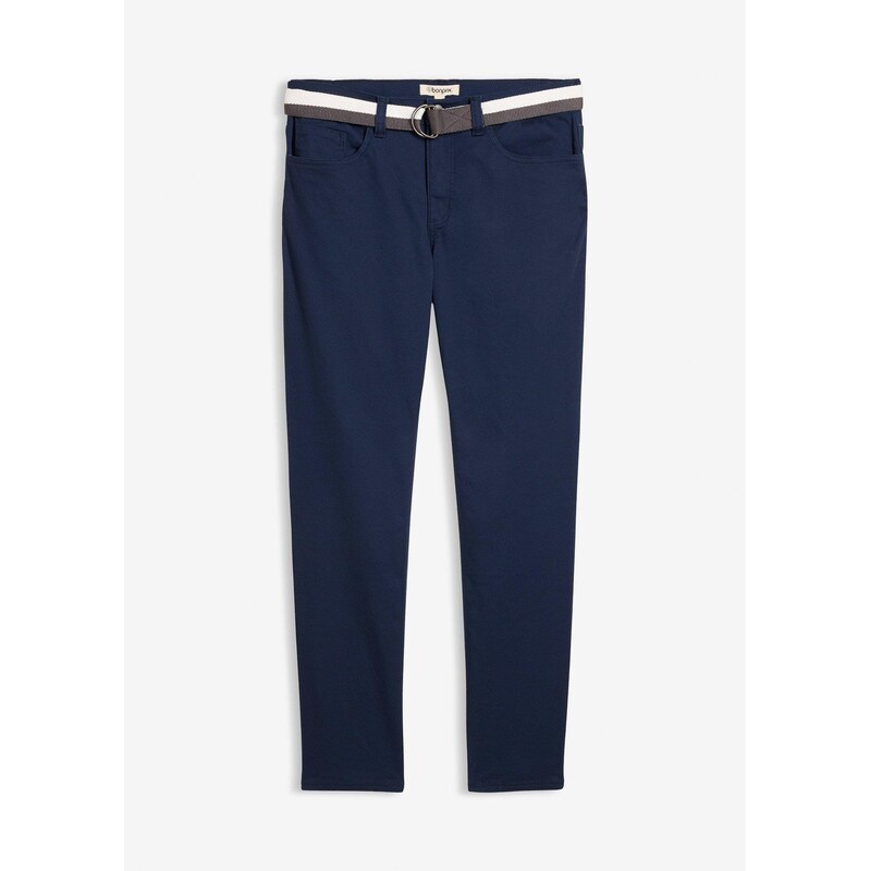 bonprix Strečové nohavice Regular Fit, s opaskom, rovné, farba modrá 68482432