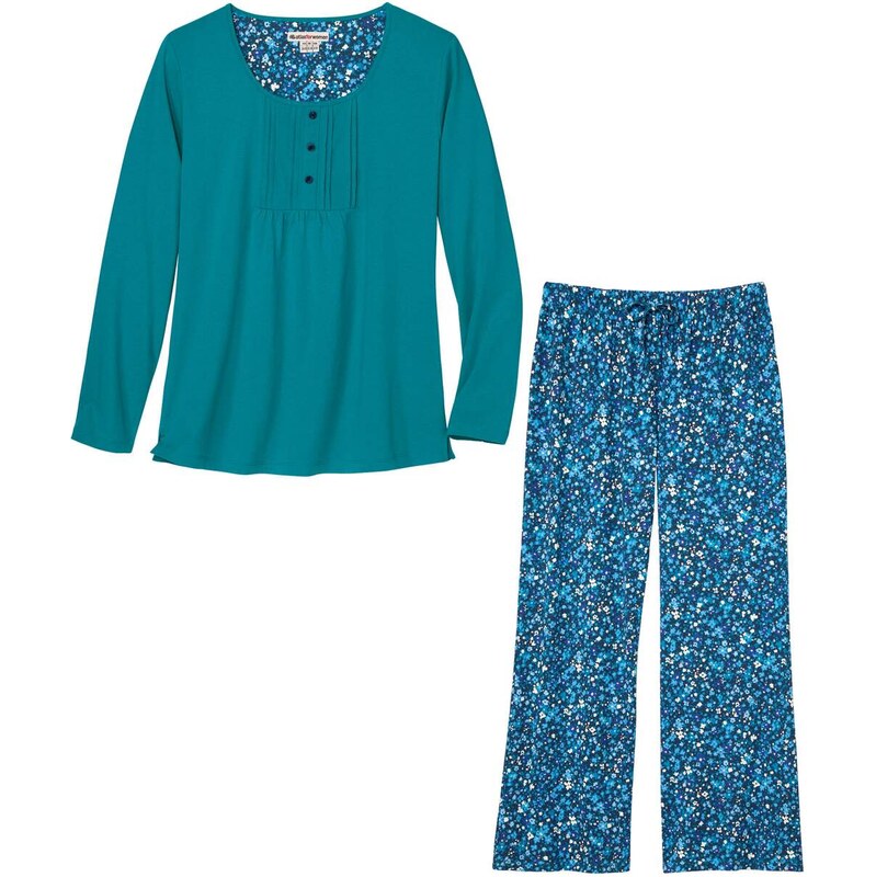 Bavlnené pyžamo s kvetinovou potlačou Atlas For Men Modrá 68486380