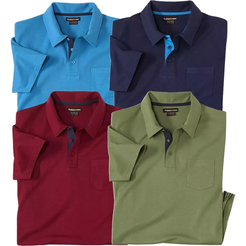 Sada bavlnených 4 polokošieľ Casual Atlas For Men Modrá 68486381