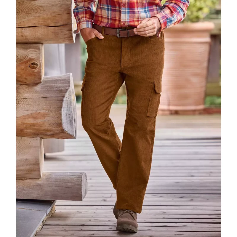 Menčestrové kapsáčové nohavice Atlas For Men Hnedá 68486378