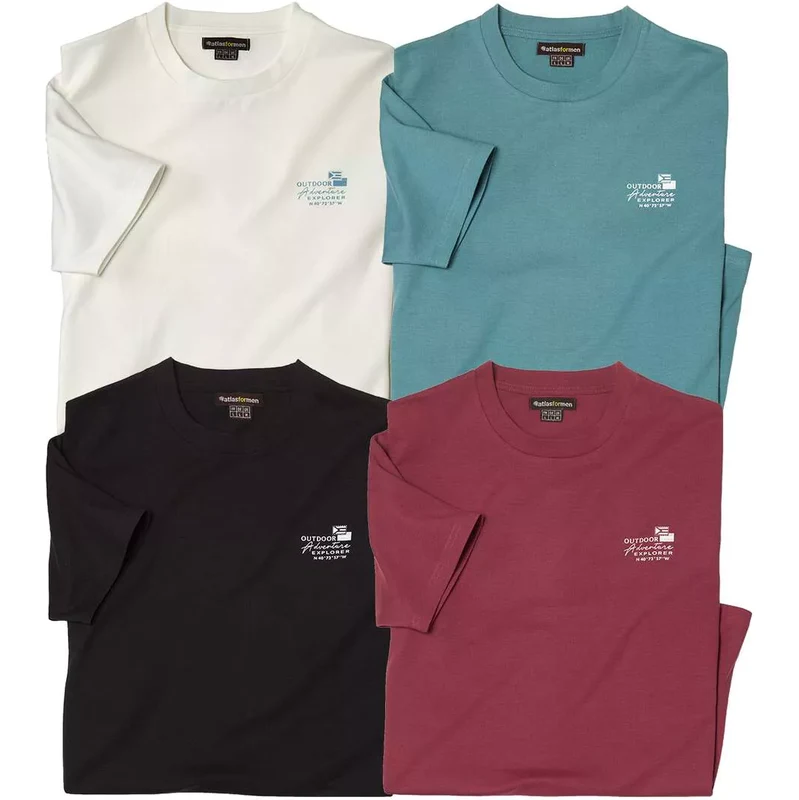 Sada 4 jednofarebných bavlnených tričiek Expedícia Atlas For Men Biela 68486379