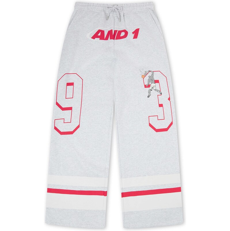 AND1 Nohavice svetlosivá / červená / biela 68490437