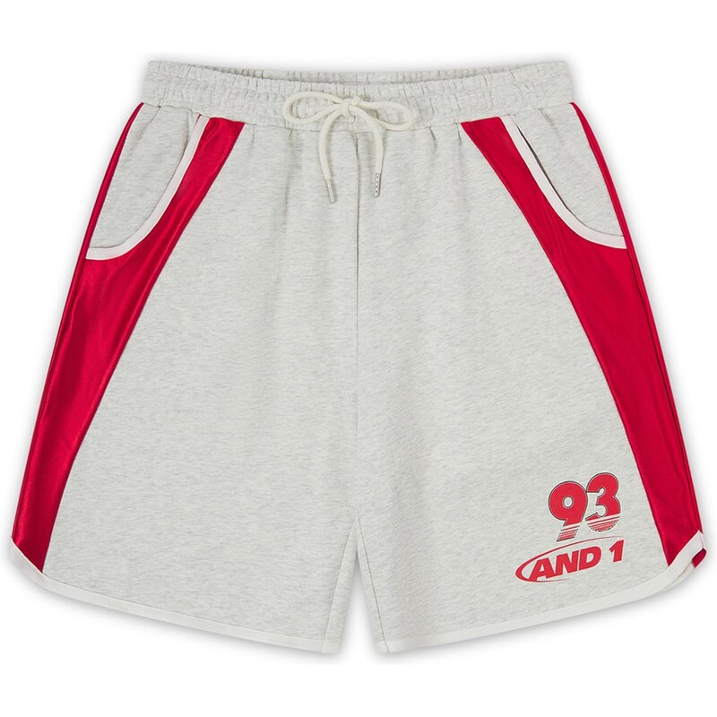 AND1 Nohavice svetlosivá / krvavo červená 68490442