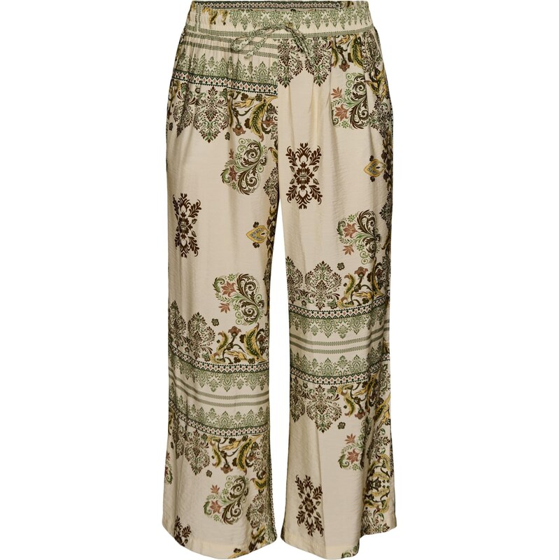 Zizzi Nohavice Mestea krémová / tmavohnedá / zelená / jedľová 68491015