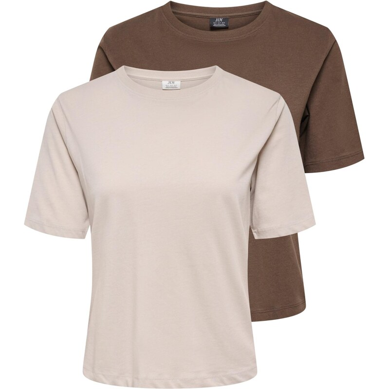 JDY Tričko JDYREX hnedá / svetlosivá 68491284